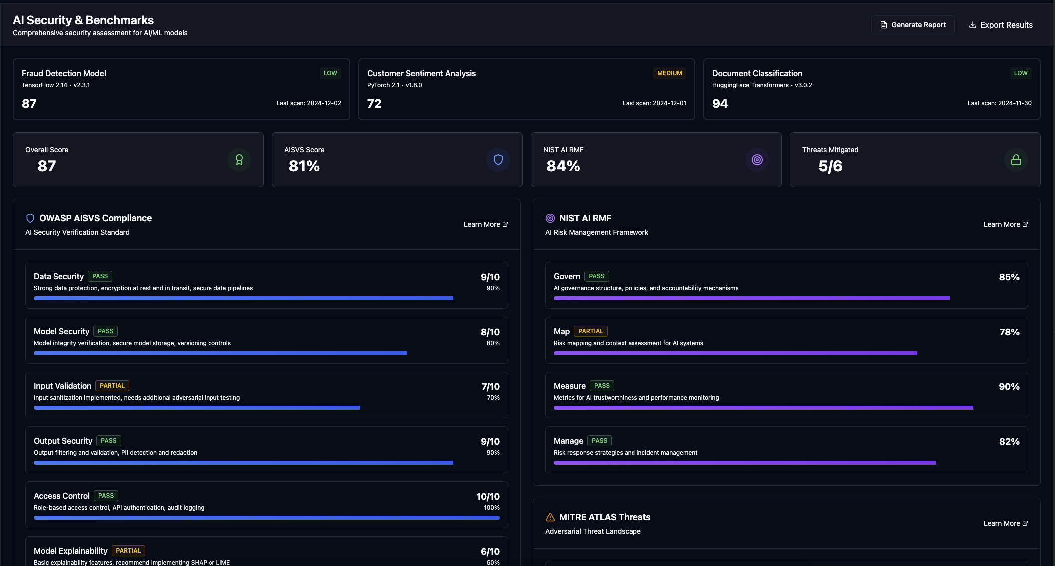AI Security Benchmarks Dashboard