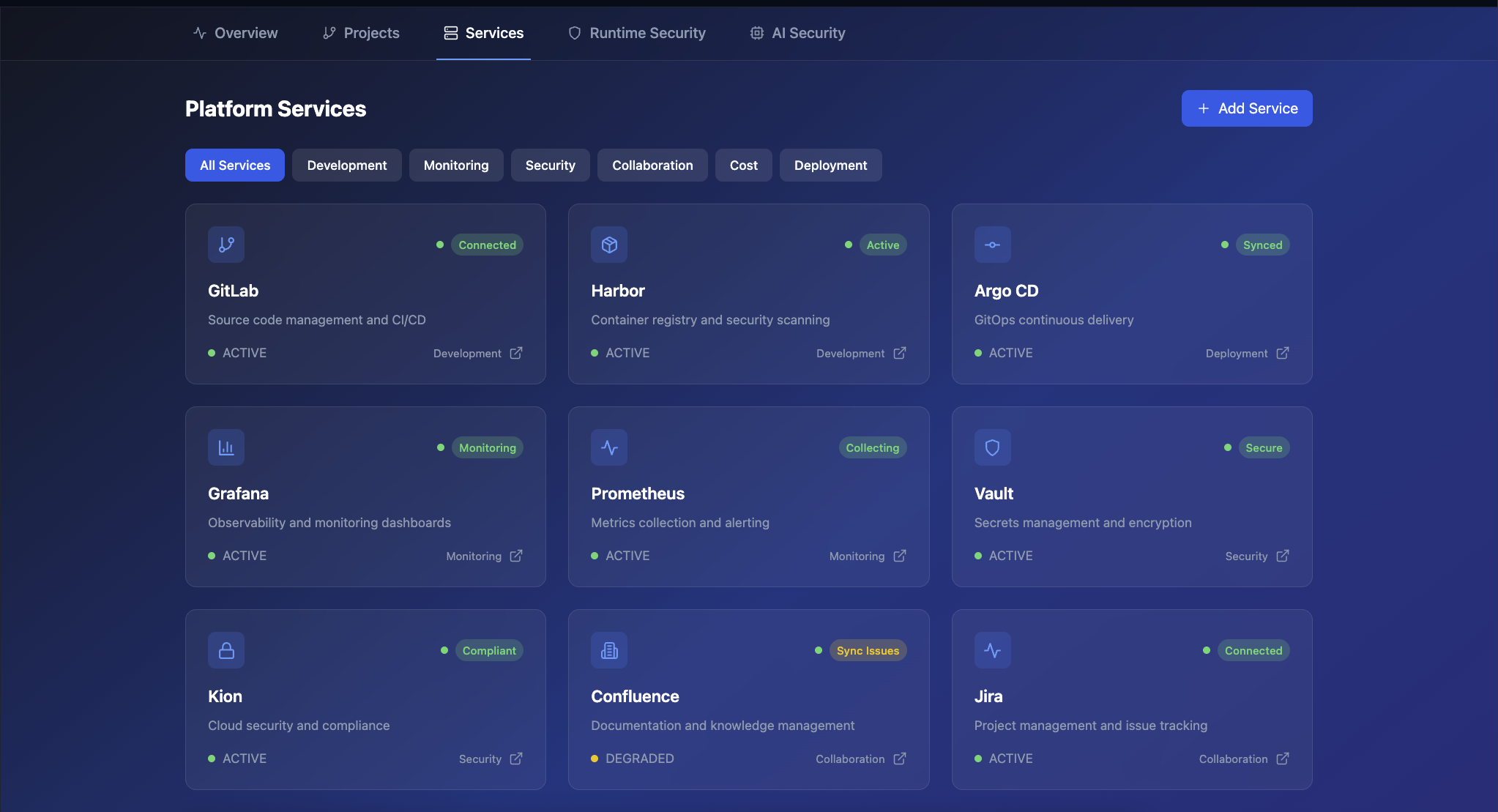 Platform Services Dashboard